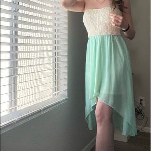 Beautiful teal strapless Mini dress